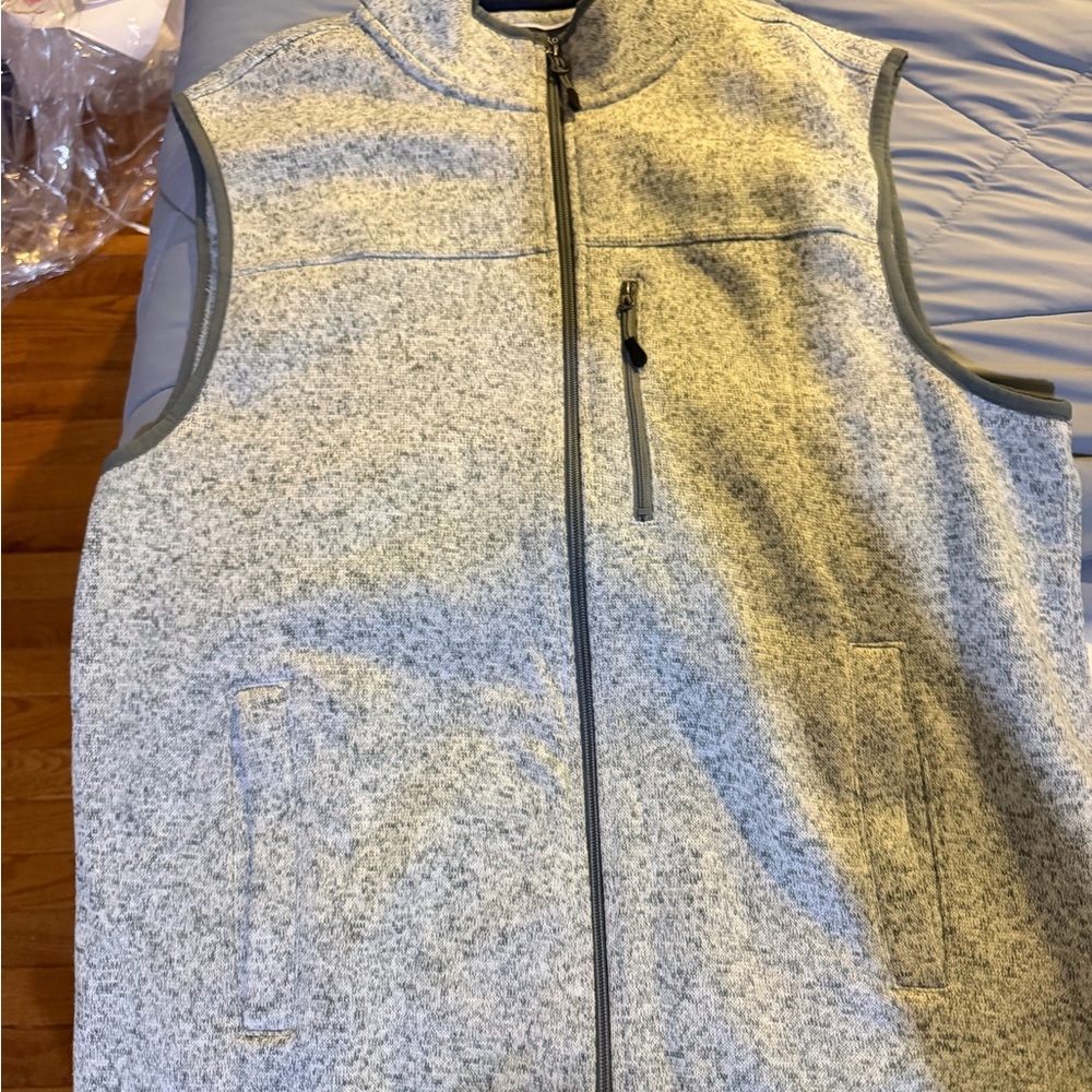 Club Room Heather Gray Vest with Zippered Pocket